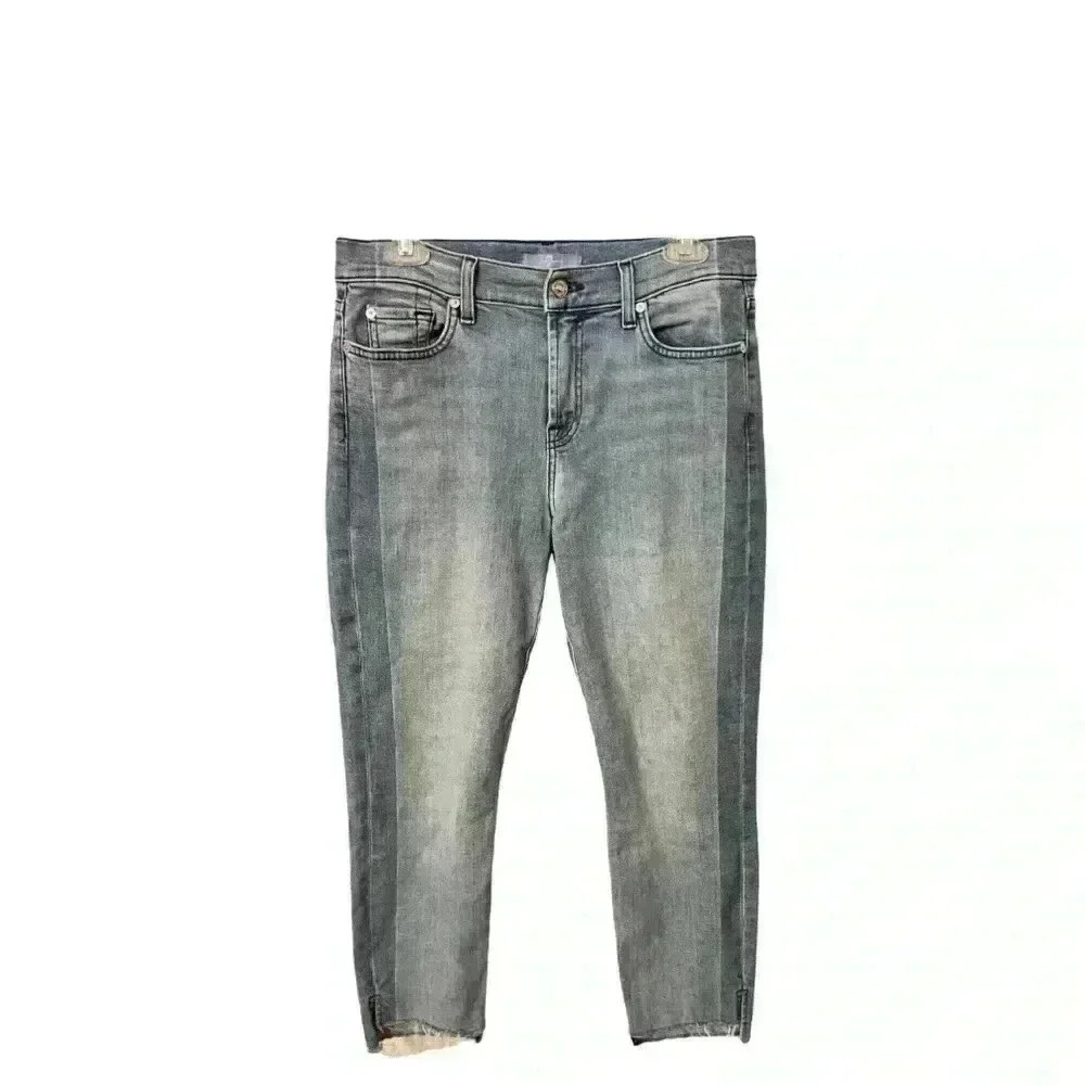 7 For All Mankind 2 Tone Cropped Jeans Women’s size 30 Stretch Straight